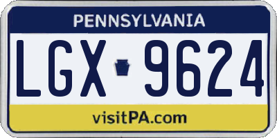 PA license plate LGX9624