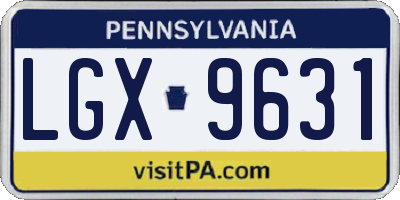 PA license plate LGX9631