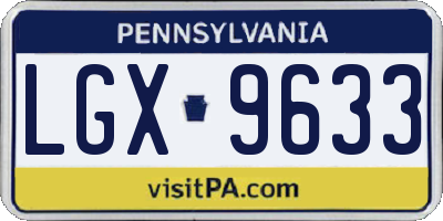 PA license plate LGX9633
