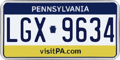 PA license plate LGX9634