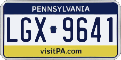 PA license plate LGX9641