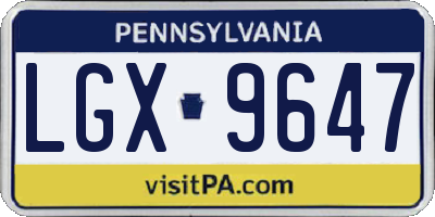 PA license plate LGX9647
