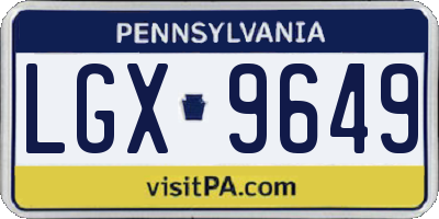 PA license plate LGX9649