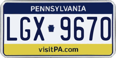 PA license plate LGX9670