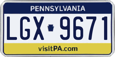 PA license plate LGX9671