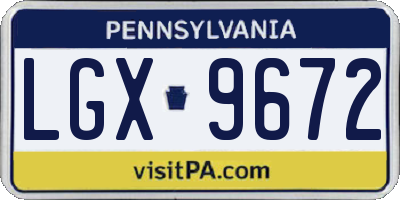 PA license plate LGX9672