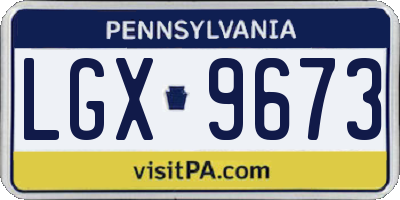 PA license plate LGX9673