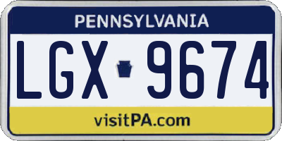 PA license plate LGX9674