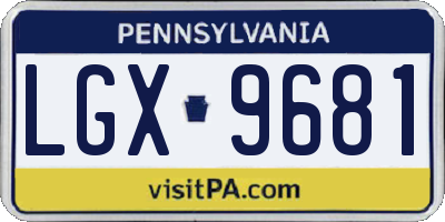 PA license plate LGX9681