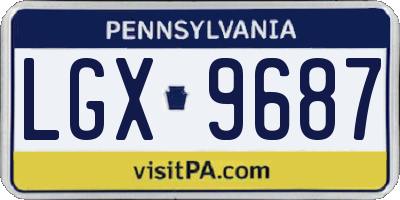 PA license plate LGX9687