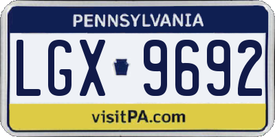 PA license plate LGX9692