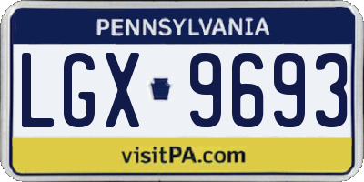 PA license plate LGX9693