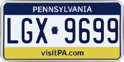 PA license plate LGX9699
