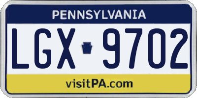 PA license plate LGX9702