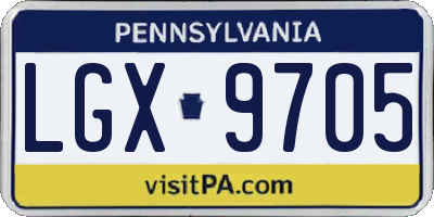 PA license plate LGX9705