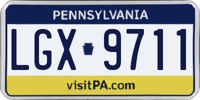 PA license plate LGX9711