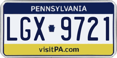 PA license plate LGX9721