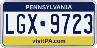 PA license plate LGX9723