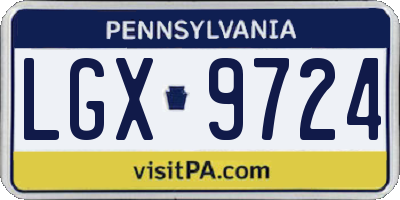 PA license plate LGX9724