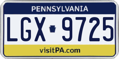 PA license plate LGX9725