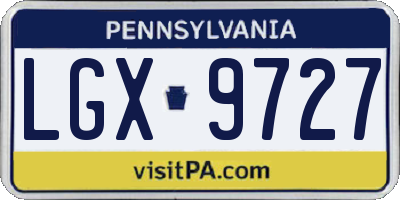 PA license plate LGX9727