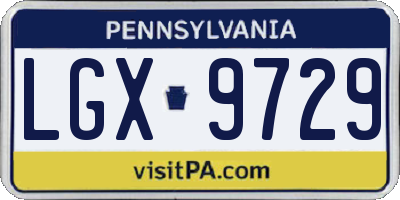 PA license plate LGX9729