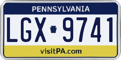PA license plate LGX9741