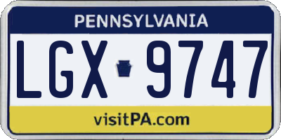 PA license plate LGX9747