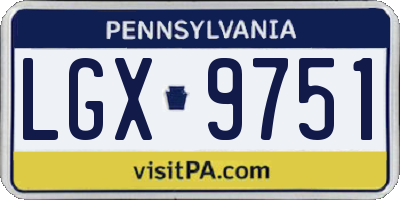 PA license plate LGX9751