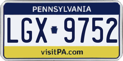 PA license plate LGX9752