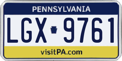 PA license plate LGX9761