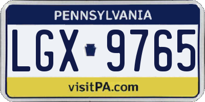 PA license plate LGX9765