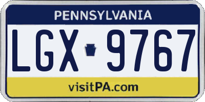 PA license plate LGX9767