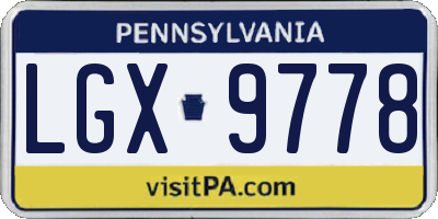 PA license plate LGX9778