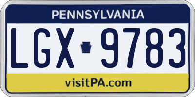 PA license plate LGX9783
