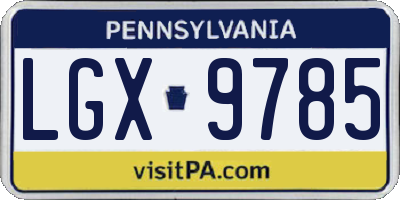 PA license plate LGX9785