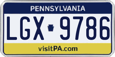 PA license plate LGX9786