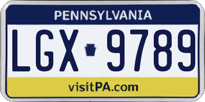 PA license plate LGX9789