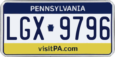PA license plate LGX9796