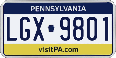 PA license plate LGX9801