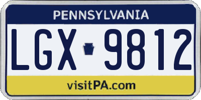 PA license plate LGX9812
