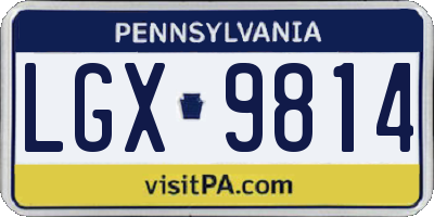 PA license plate LGX9814