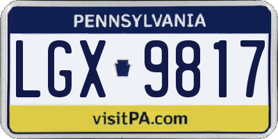 PA license plate LGX9817