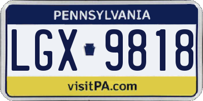 PA license plate LGX9818