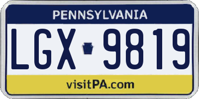 PA license plate LGX9819
