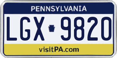 PA license plate LGX9820