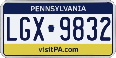 PA license plate LGX9832