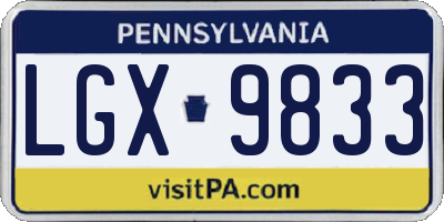 PA license plate LGX9833