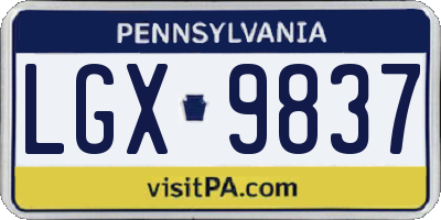 PA license plate LGX9837