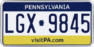 PA license plate LGX9845